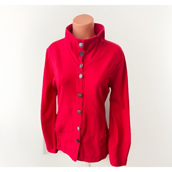 Neon Buddha Red Cotton Lightweight Jacket Size S Button Up - Picture 1 of 7